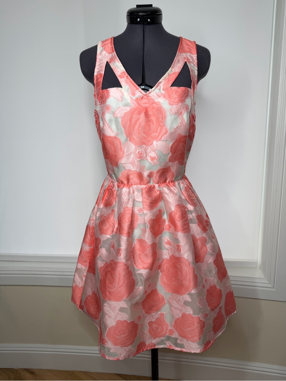 Lush Coral Floral Fit-and-Flare Dress